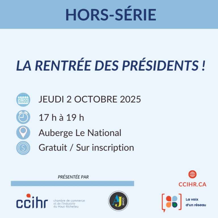Rentrée des présidents de la CCIHR réseautage gratuit st-jean