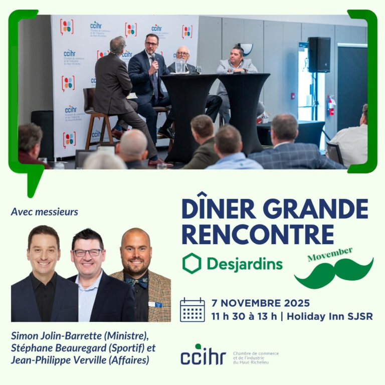 Dîner Grande rencontre Desjardins Movember Ministre Simon Jolin-Barrette Stéphane Beauregard Jean-Philippe Verville