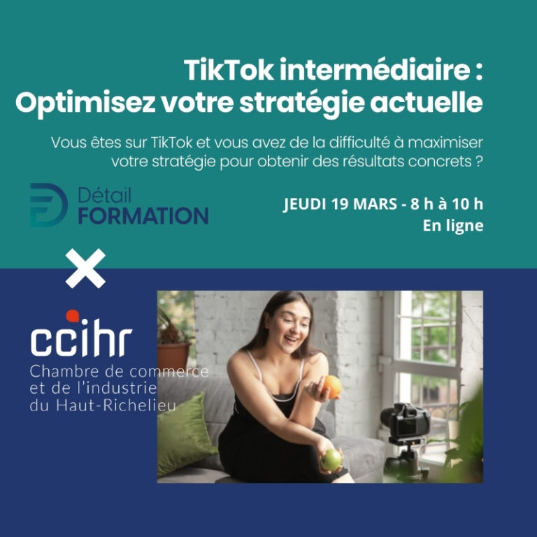 Formation TikTok intermédiaire virtuelle