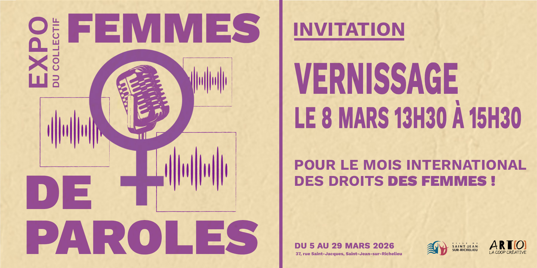 Vernissage Femmes de Paroles le 8 mars chez Arto