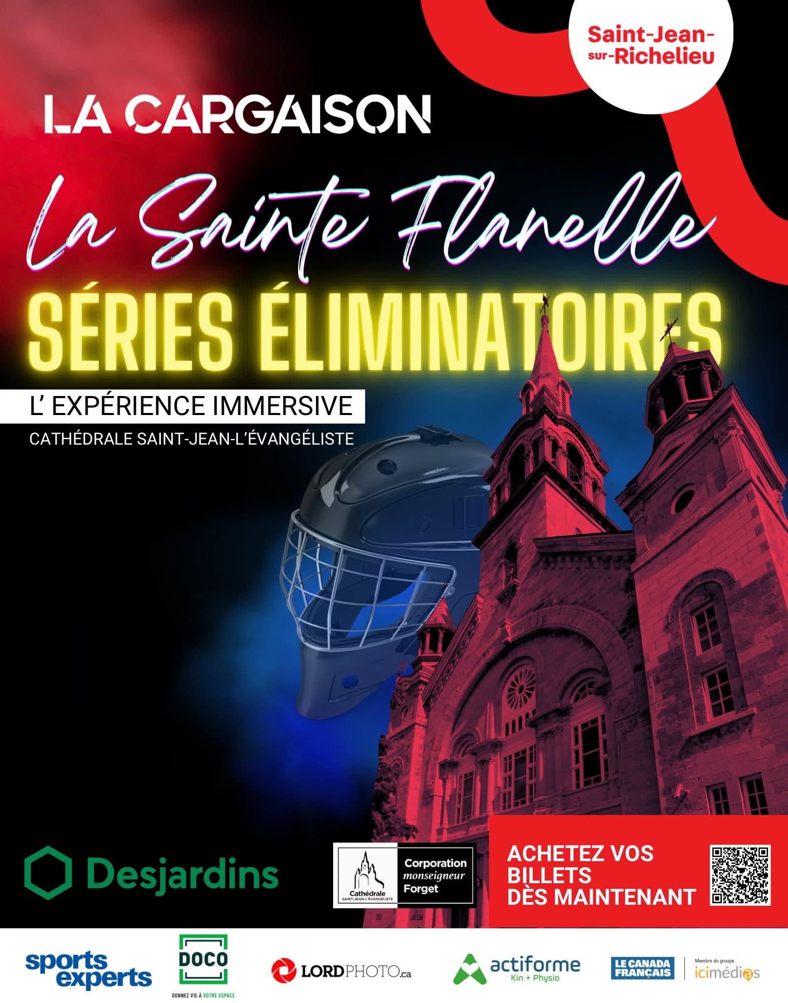 Hockey  à l'église à St-Jean-sur-Richelieu Cathédrale grand écran immersif