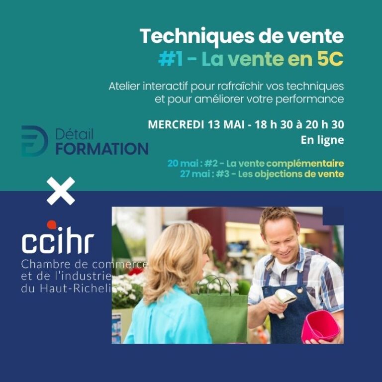 Techniques de vente la vente en 5c formation virtuelle