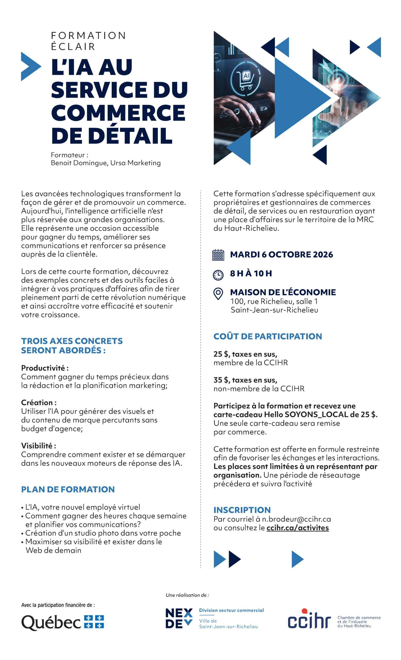 IA au service du commerce de détail par CCIHR et NexDev Formation